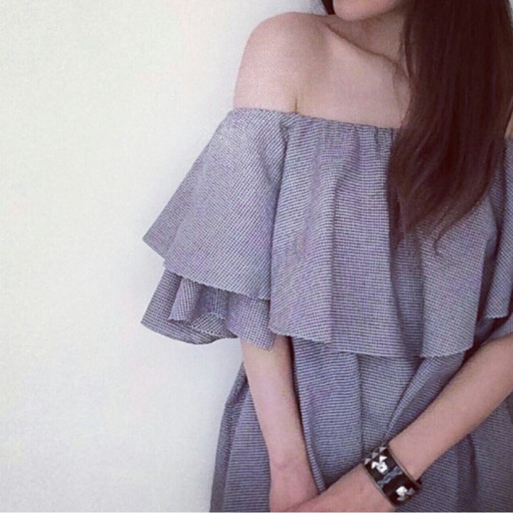 NWT MLM ruffle off the shoulder rompers